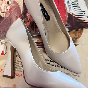Nine West Cream Pointed Toe High Heel Pumps